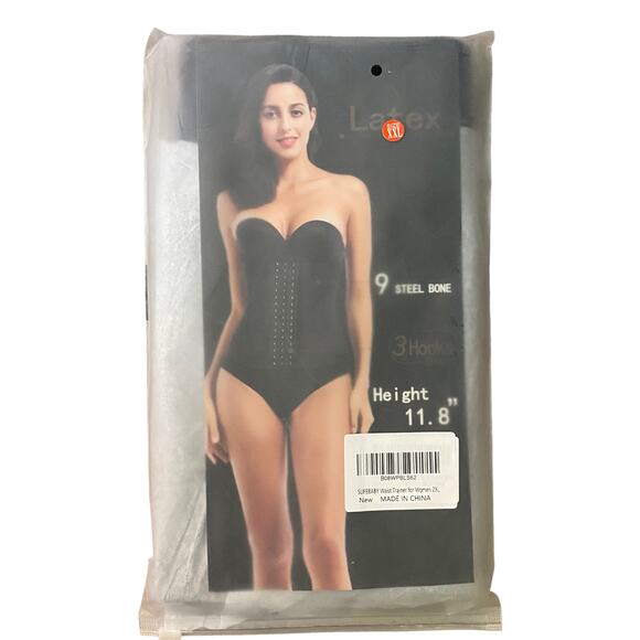 Corset Black 9 Steel Bone Waist Trainer Shapewear Size 2XL - Picture 3 of 5
